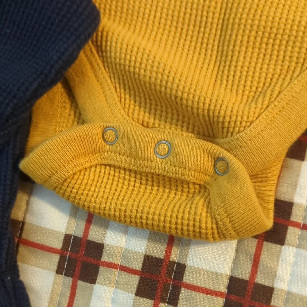 Old Navy Kids Matching Set - Navy and Mustard Onsies With Navy Sweatpants.